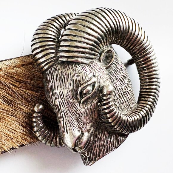 RAM by Henry Wilson Belt Buckle Limited Edition Sterling Silver Fur Belt Vintage - Picture 5 of 13